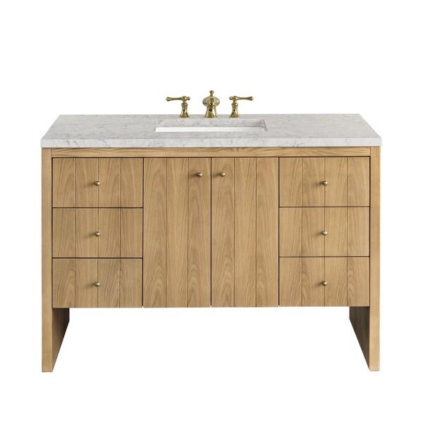 James Martin Vanities Hudson 48in Single Vanity, Light Natural Oak w/ 3 CM Eternal Jasmine Pearl Top 435-V48-LNO-3EJP - main
